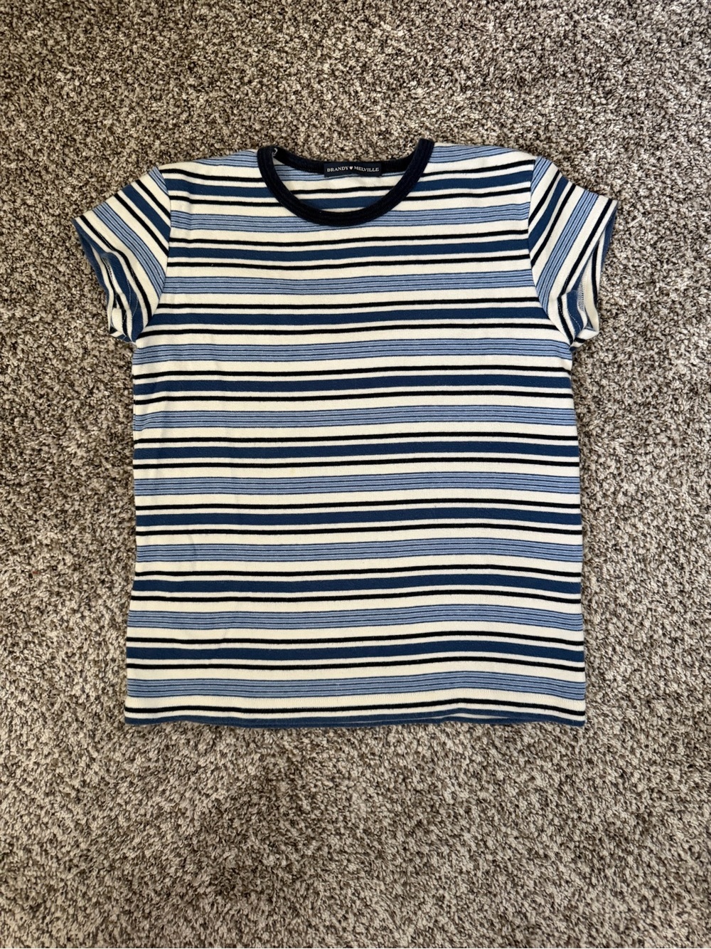 Brandy Melville Blue and White Striped Top